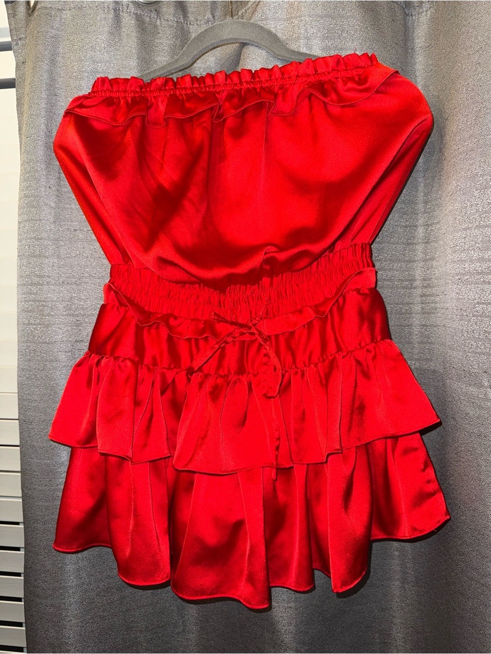 Strapless Red Satin Ruffle romper